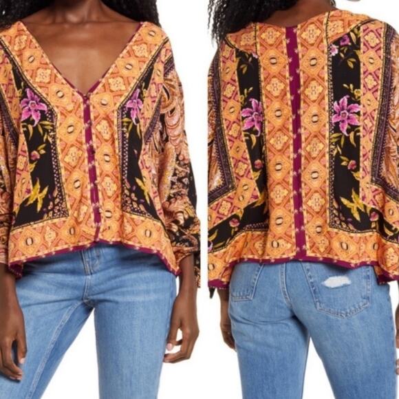 Free people catch me if you can floral blouse sz XS - Picture 2 of 9